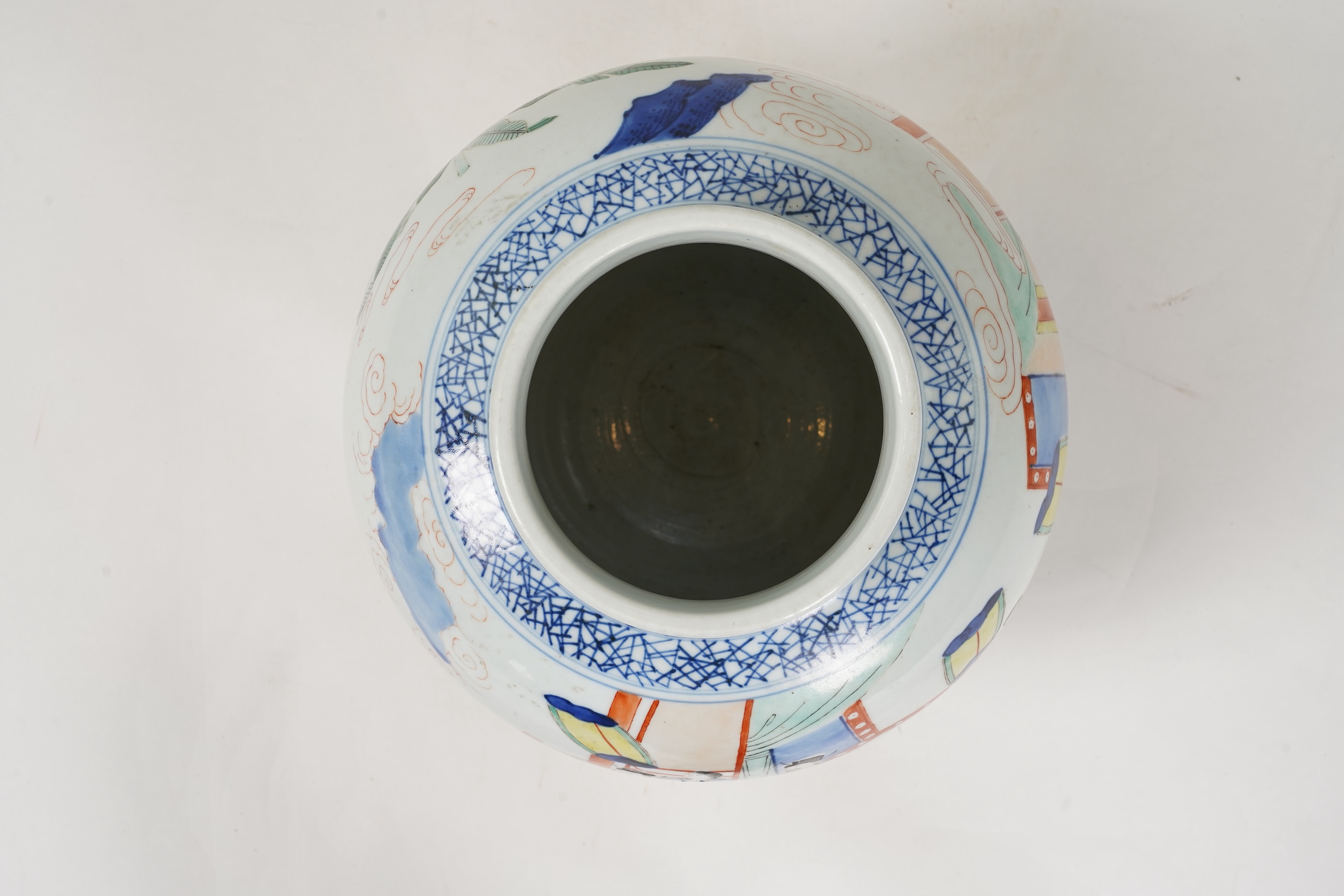 A Chinese wucai ‘figures’ jar, Transitional style